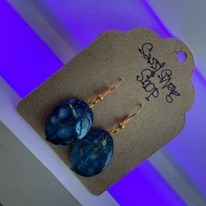 Handmade by SassiSwagShop Ocean Blue with Gold Bead Custom Earrings